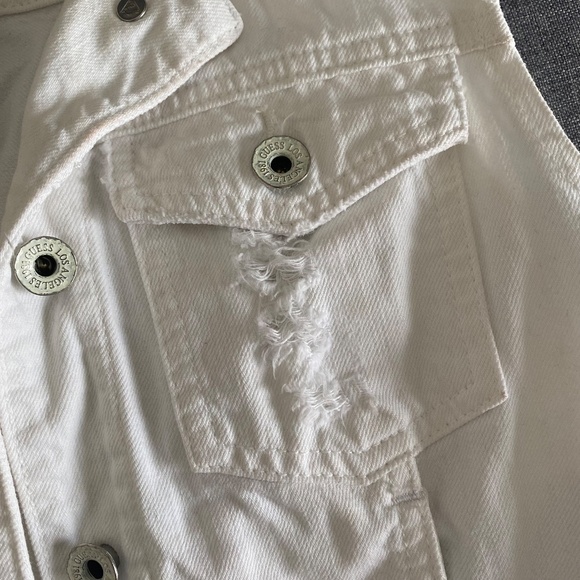 Guess Distressed White Denim Vest - Picture 6 of 12